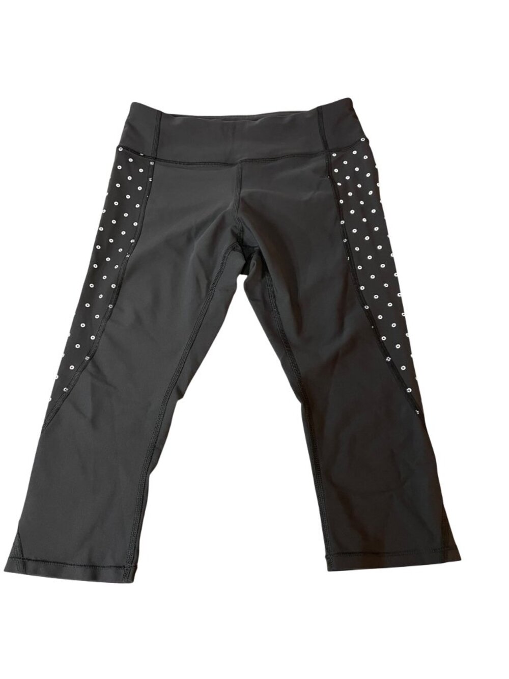 Lululemon Tight Stuff Black Sequin Dotted Cropped Leggings Sz 6 Athletic